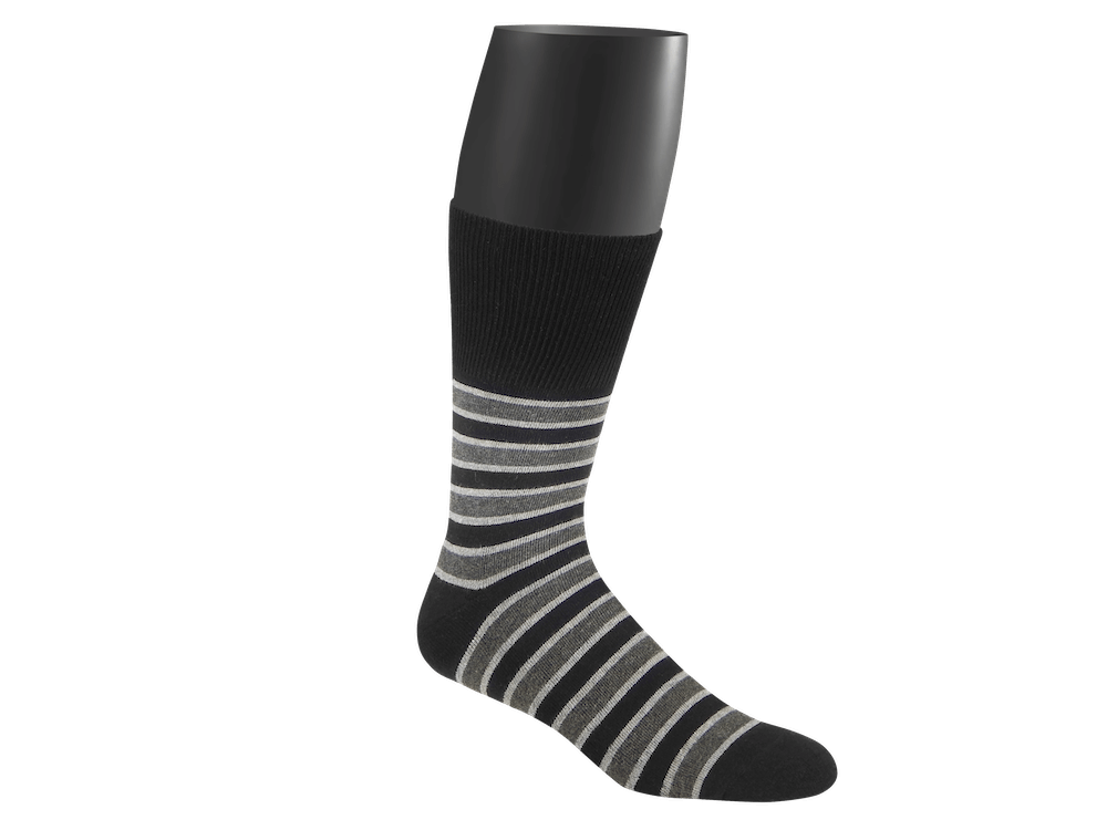 10-Old World comfort socks-dress-black-stripes