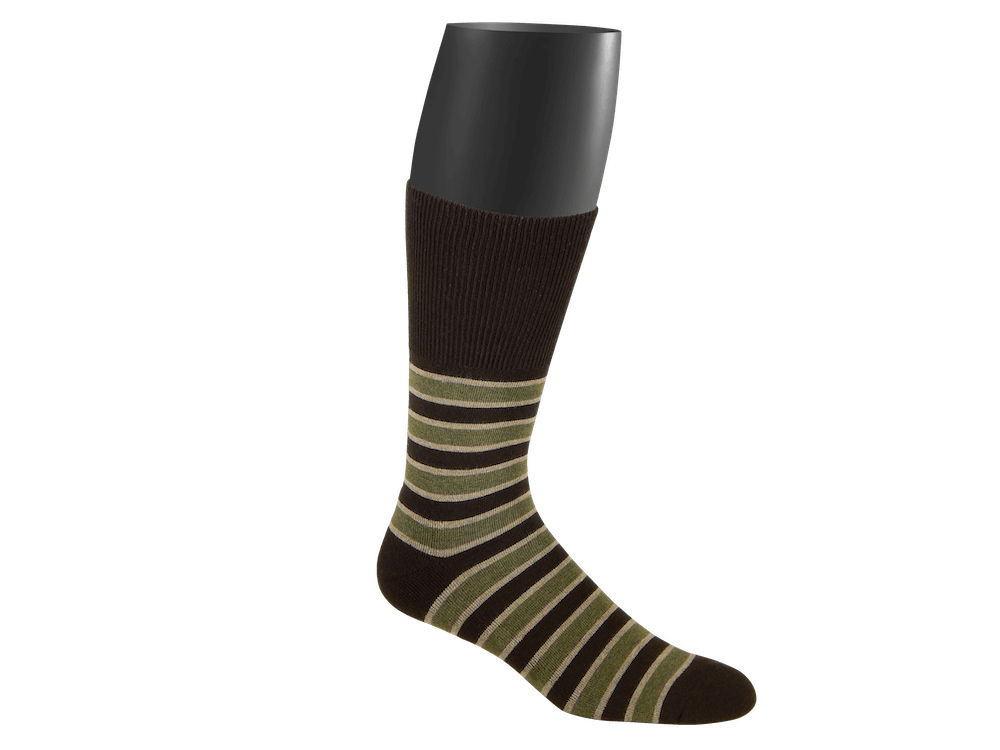 12-Old World comfort socks-dress-olive stripes